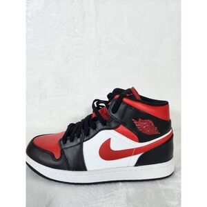 Nike Air Jordan 1 Mid Black/White/Fire Red 554724-079 Mens US 10.5 New